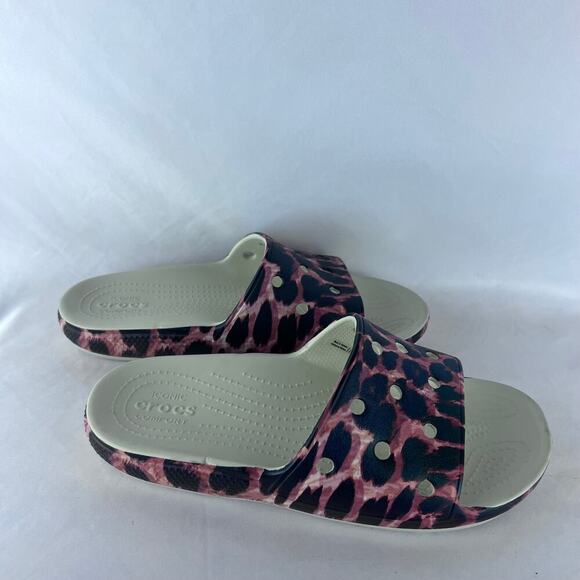 Crocs Classic Animal Remix Slide Sandals Size W11 M9  Summer Leopard - Picture 2 of 5
